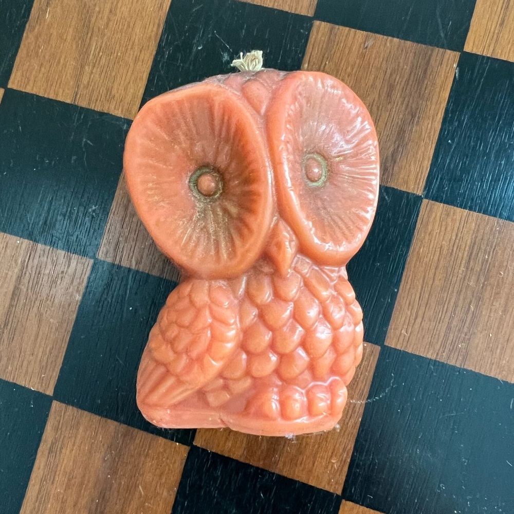 Vintage Orange Owl Candle